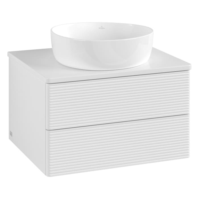 Villeroy & Boch Antao Waschbeckenunterschrank, 60 x 36 cm, 2 Auszüge mit LED-Licht, Front mit Struktur, ohne Hahnloch