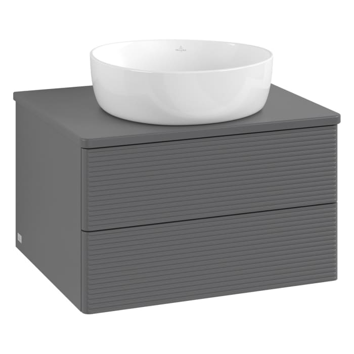 Villeroy & Boch Antao Waschbeckenunterschrank, 60 x 36 cm, 2 Auszüge mit LED-Licht, Front mit Struktur, ohne Hahnloch
