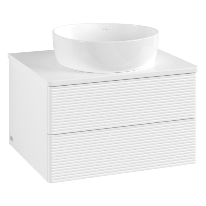 Villeroy & Boch Antao Waschbeckenunterschrank, 60 x 36 cm, 2 Auszüge mit LED-Licht, Front mit Struktur, ohne Hahnloch