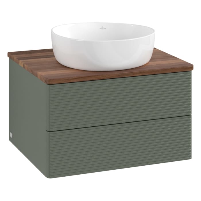 Villeroy & Boch Antao Waschbeckenunterschrank, 60 x 36 cm, 2 Auszüge mit LED-Licht, Front mit Struktur, ohne Hahnloch