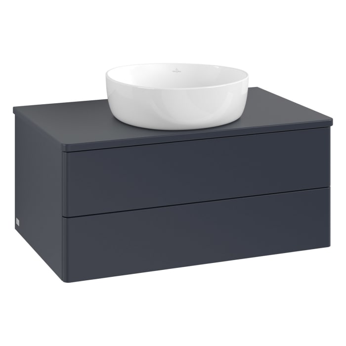 Villeroy & Boch Antao Waschbeckenunterschrank, 80 x 36 cm, 2 Auszüge mit LED-Licht, Front ohne Struktur, ohne Hahnloch