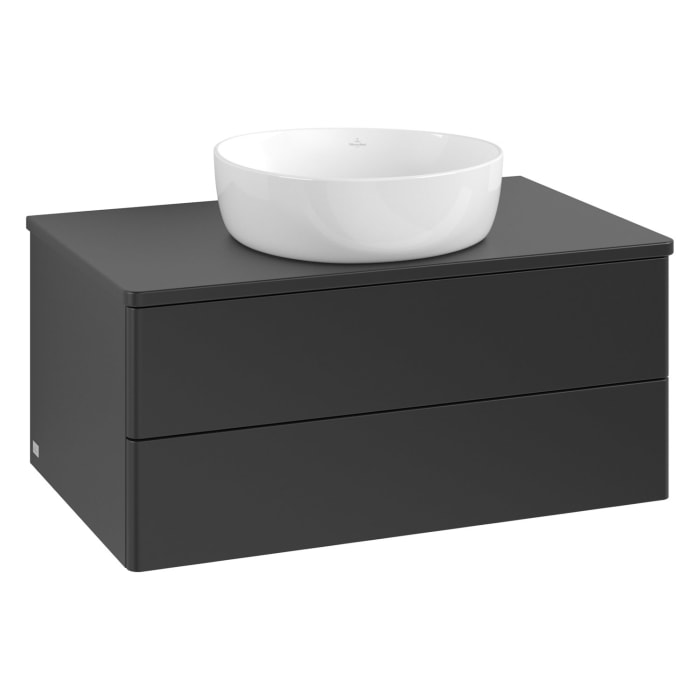 Villeroy & Boch Antao Waschbeckenunterschrank, 80 x 36 cm, 2 Auszüge mit LED-Licht, Front ohne Struktur, ohne Hahnloch