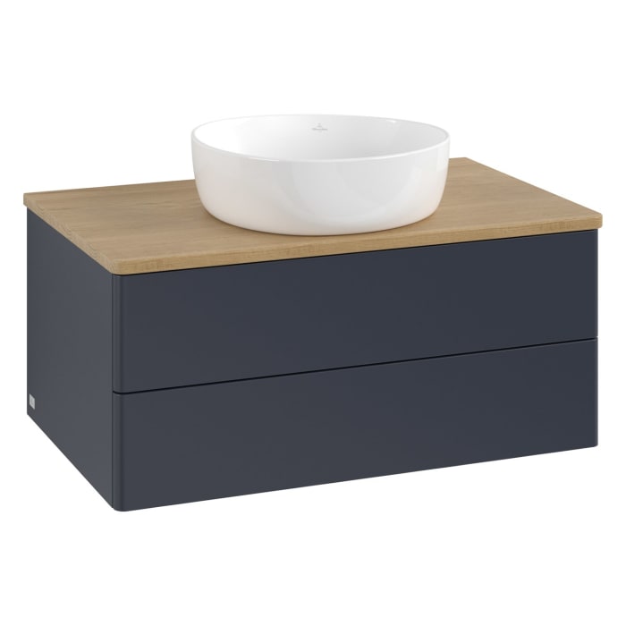 Villeroy & Boch Antao Waschbeckenunterschrank, 80 x 36 cm, 2 Auszüge mit LED-Licht, Front ohne Struktur, ohne Hahnloch