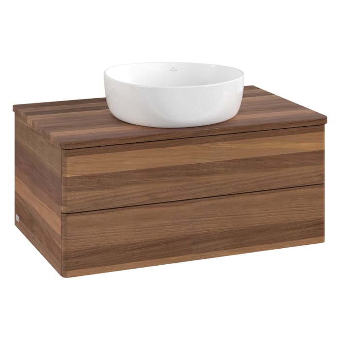 Villeroy & Boch Antao Waschbeckenunterschrank, 80 x 36 cm, 2 Auszüge mit LED-Licht, Front ohne Struktur, ohne Hahnloch