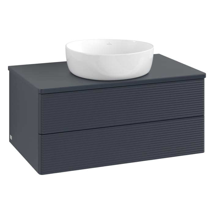 Villeroy & Boch Antao Waschbeckenunterschrank, 80 x 36 cm, 2 Auszüge mit LED-Licht, Front mit Struktur, ohne Hahnloch