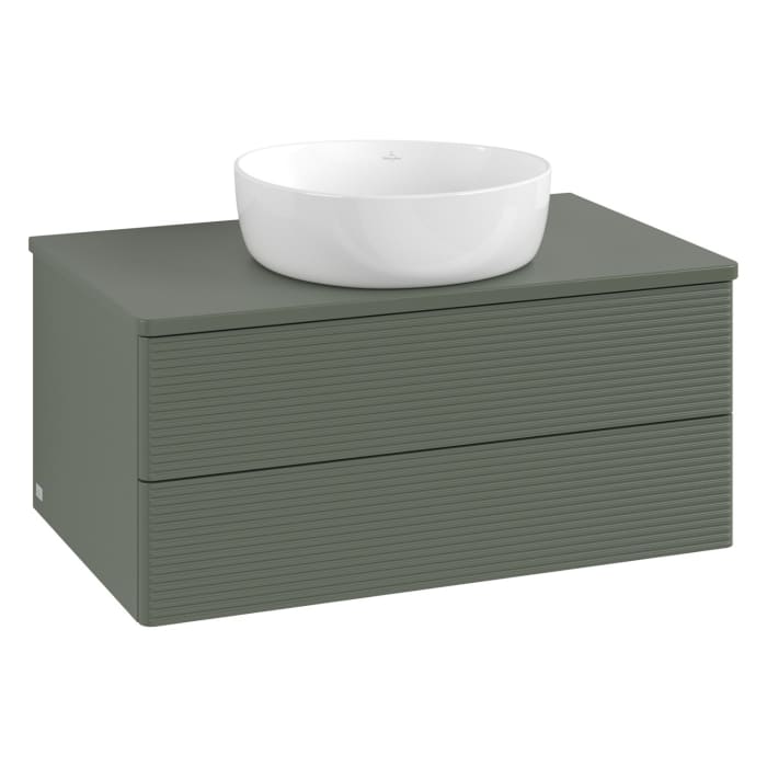 Villeroy & Boch Antao Waschbeckenunterschrank, 80 x 36 cm, 2 Auszüge mit LED-Licht, Front mit Struktur, ohne Hahnloch