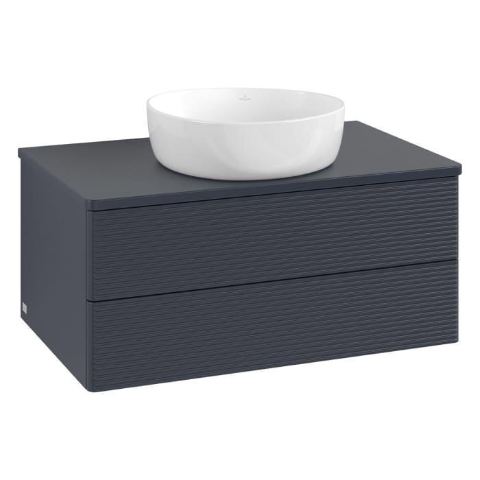 Villeroy & Boch Antao Waschbeckenunterschrank, 80 x 36 cm, 2 Auszüge mit LED-Licht, Front mit Struktur, mit Hahnloch
