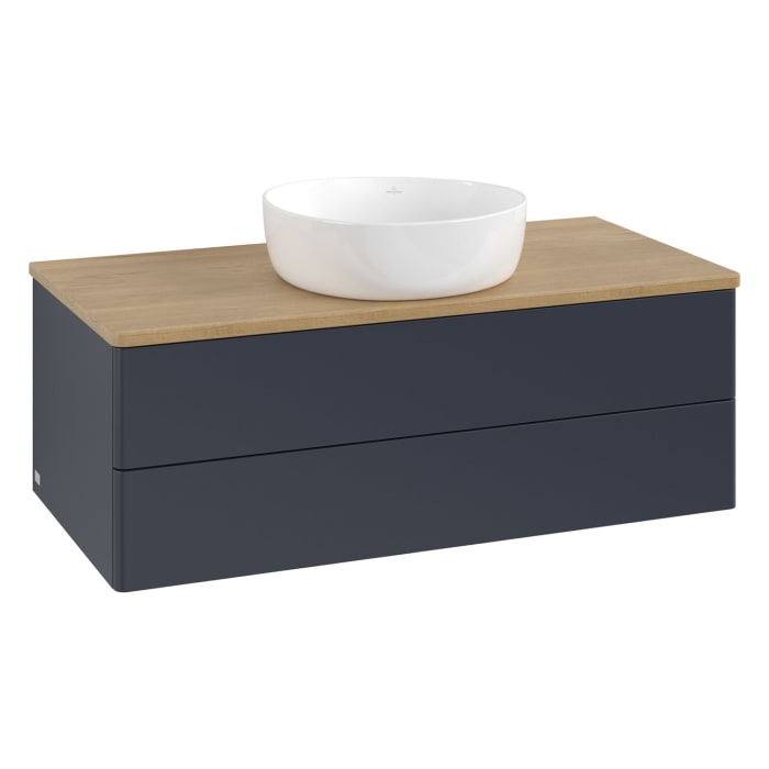 Villeroy & Boch Antao Waschbeckenunterschrank, 100 x 36 cm, 2 Auszüge mit LED-Licht, Front ohne Struktur, ohne Hahnloch