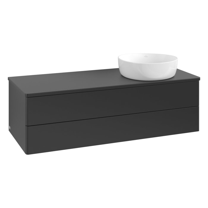 Villeroy & Boch Antao Waschbeckenunterschrank, 120 x 36 cm, 2 Auszüge mit LED-Licht, Front ohne Struktur, ohne Hahnloch, für Waschtisch rechts