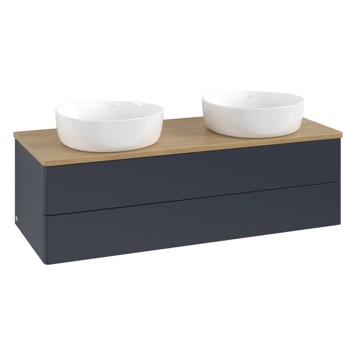 Villeroy & Boch Antao Waschbeckenunterschrank, 120 x 36 cm, 2 Auszüge mit LED-Licht, Front ohne Struktur, ohne Hahnloch, für Waschtisch links und rech