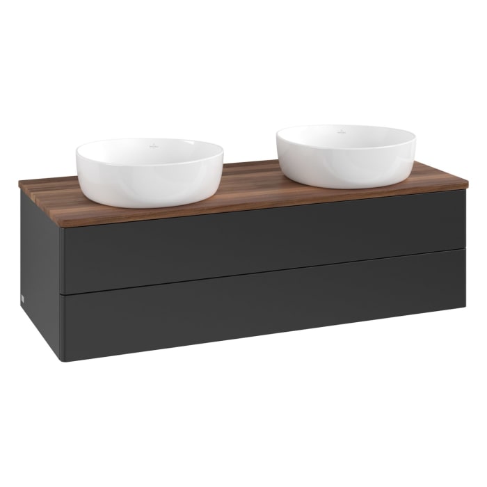 Villeroy & Boch Antao Waschbeckenunterschrank, 120 x 36 cm, 2 Auszüge mit LED-Licht, Front ohne Struktur, ohne Hahnloch, für Waschtisch links und rech