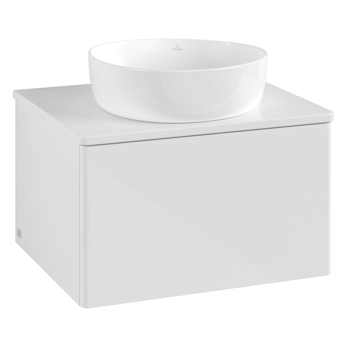 Villeroy & Boch Antao Waschbeckenunterschrank, 60 x 36 cm, 1 Auszug mit LED-Licht, Front ohne Struktur, ohne Hahnloch