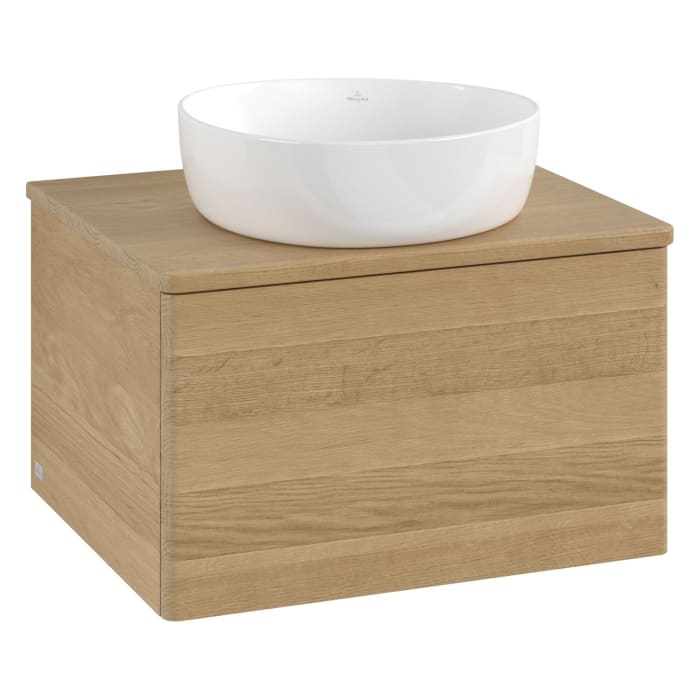 Villeroy & Boch Antao Waschbeckenunterschrank, 60 x 36 cm, 1 Auszug mit LED-Licht, Front ohne Struktur, ohne Hahnloch