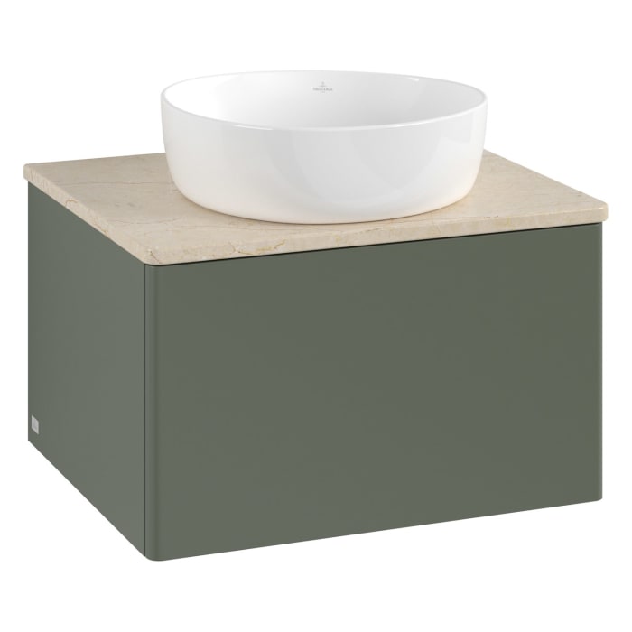 Villeroy & Boch Antao Waschbeckenunterschrank, 60 x 36 cm, 1 Auszug mit LED-Licht, Front ohne Struktur, ohne Hahnloch