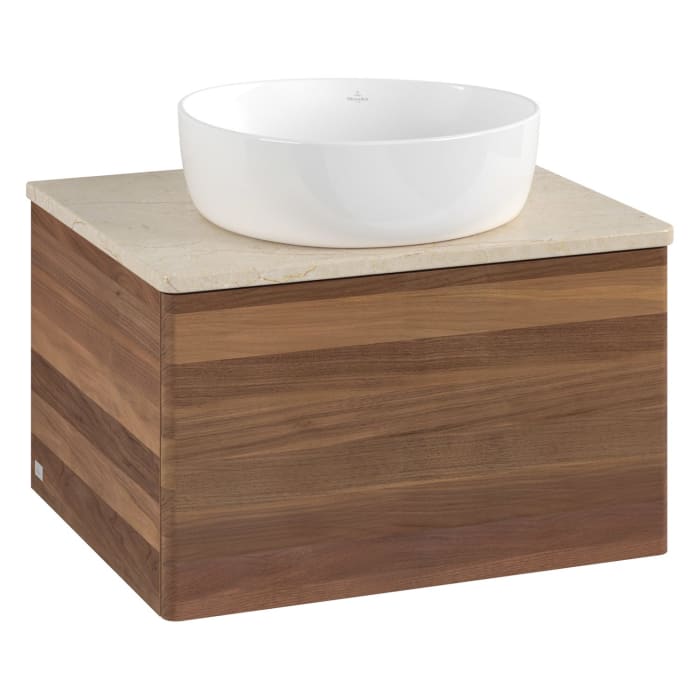 Villeroy & Boch Antao Waschbeckenunterschrank, 60 x 36 cm, 1 Auszug mit LED-Licht, Front ohne Struktur, ohne Hahnloch