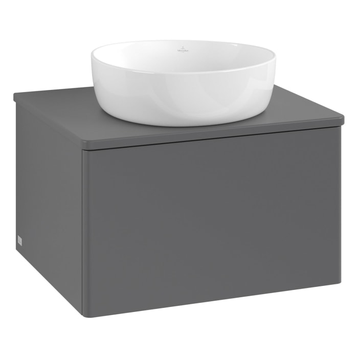 Villeroy & Boch Antao Waschbeckenunterschrank, 60 x 36 cm, 1 Auszug mit LED-Licht, Front ohne Struktur, mit Hahnloch