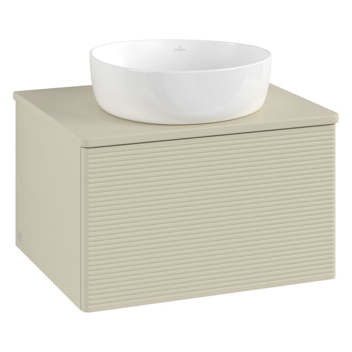 Villeroy & Boch Antao Waschbeckenunterschrank, 60 x 36 cm, 1 Auszug mit LED-Licht, Front mit Struktur, mit Hahnloch