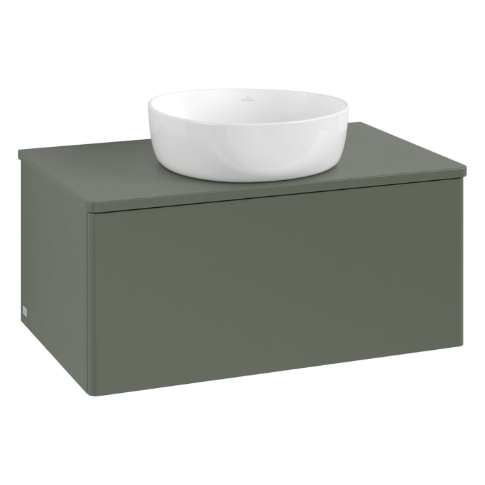 Villeroy & Boch Antao Waschbeckenunterschrank, 80 x 36 cm, 1 Auszug mit LED-Licht, Front ohne Struktur, ohne Hahnloch