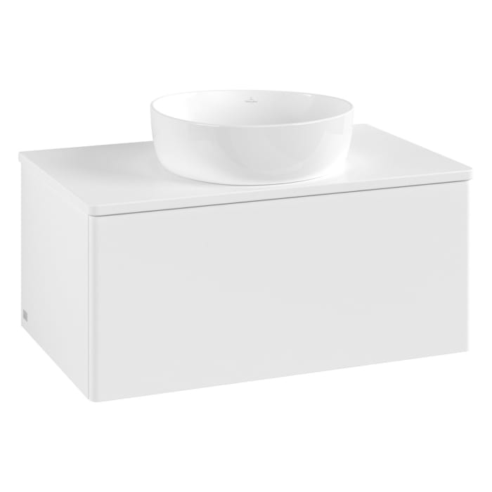 Villeroy & Boch Antao Waschbeckenunterschrank, 80 x 36 cm, 1 Auszug mit LED-Licht, Front ohne Struktur, ohne Hahnloch