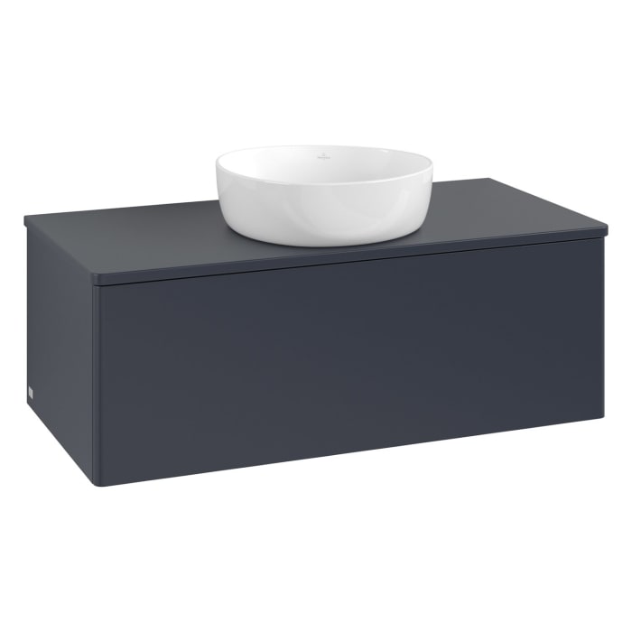 Villeroy & Boch Antao Waschbeckenunterschrank, 100 x 36 cm, 1 Auszug mit LED-Licht, Front ohne Struktur, ohne Hahnloch