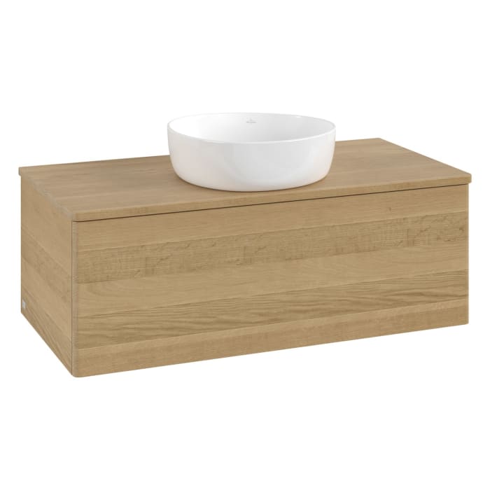 Villeroy & Boch Antao Waschbeckenunterschrank, 100 x 36 cm, 1 Auszug mit LED-Licht, Front ohne Struktur, ohne Hahnloch