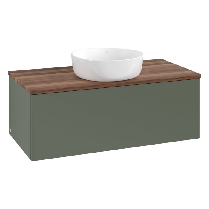 Villeroy & Boch Antao Waschbeckenunterschrank, 100 x 36 cm, 1 Auszug mit LED-Licht, Front ohne Struktur, ohne Hahnloch