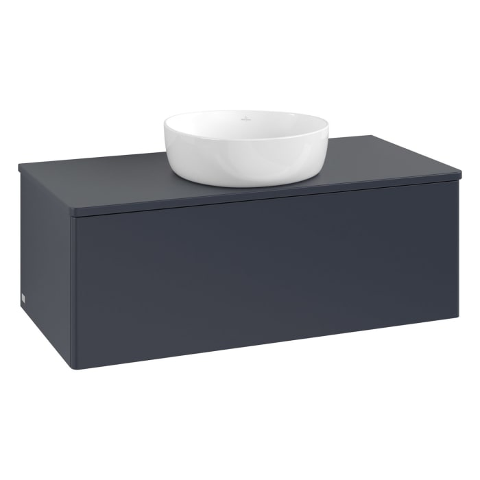 Villeroy & Boch Antao Waschbeckenunterschrank, 100 x 36 cm, 1 Auszug mit LED-Licht, Front ohne Struktur, mit Hahnloch