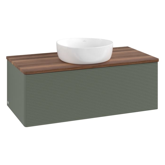 Villeroy & Boch Antao Waschbeckenunterschrank, 100 x 36 cm, 1 Auszug mit LED-Licht, Front mit Struktur, ohne Hahnloch