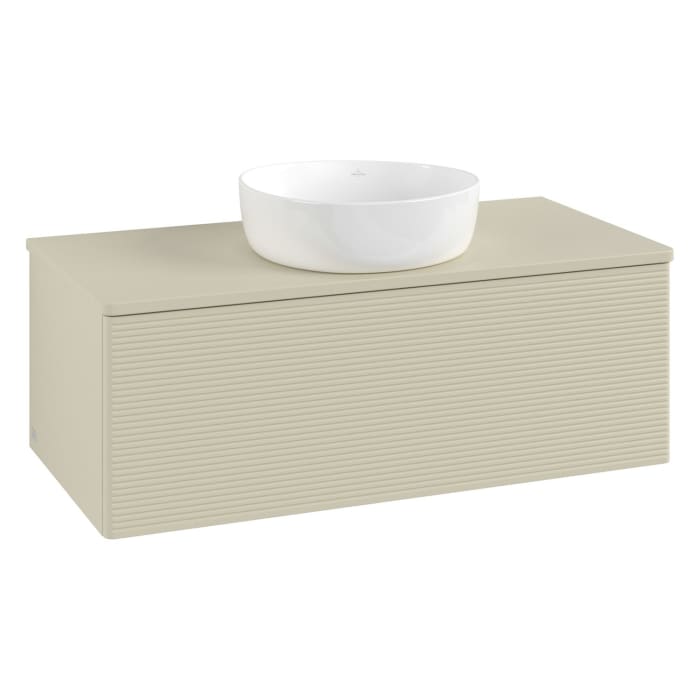 Villeroy & Boch Antao Waschbeckenunterschrank, 100 x 36 cm, 1 Auszug mit LED-Licht, Front mit Struktur, mit Hahnloch