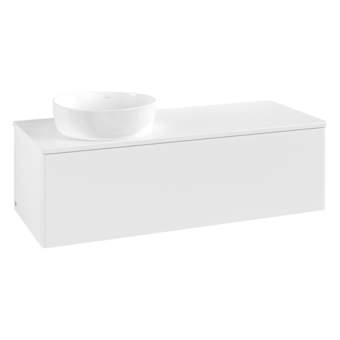 Villeroy & Boch Antao Waschbeckenunterschrank, 120 x 36 cm, 1 Auszug mit LED-Licht, Front ohne Struktur, ohne Hahnloch, für Waschtisch links
