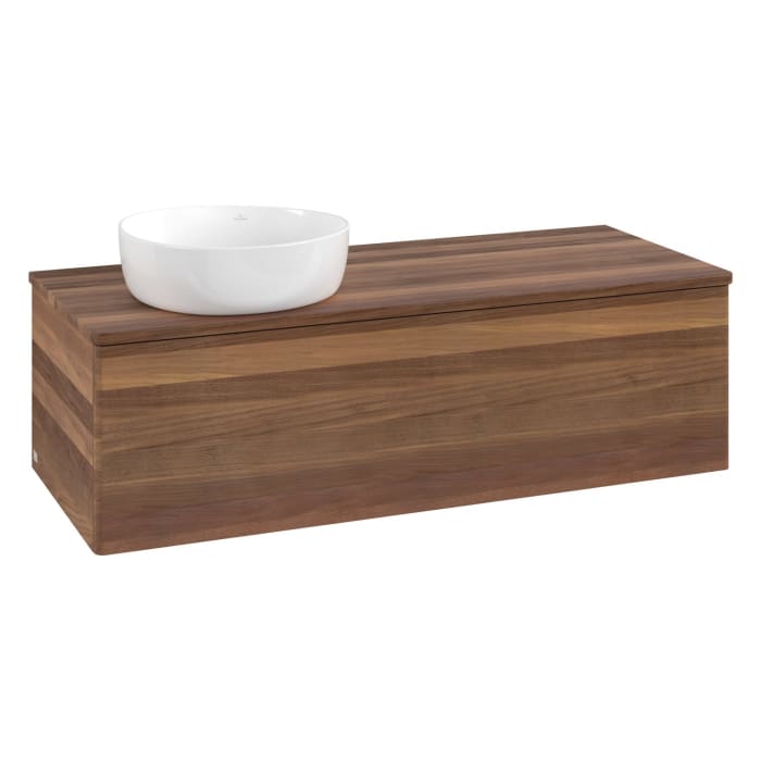 Villeroy & Boch Antao Waschbeckenunterschrank, 120 x 36 cm, 1 Auszug mit LED-Licht, Front ohne Struktur, ohne Hahnloch, für Waschtisch links