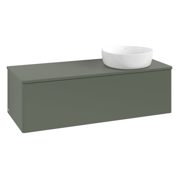Villeroy & Boch Antao Waschbeckenunterschrank, 120 x 36 cm, 1 Auszug mit LED-Licht, Front ohne Struktur, ohne Hahnloch, für Waschtisch rechts