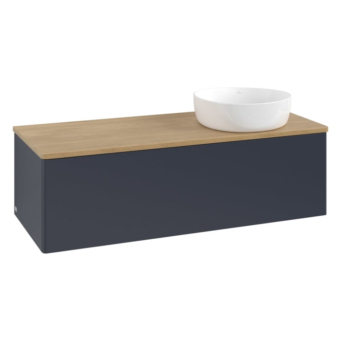 Villeroy & Boch Antao Waschbeckenunterschrank, 120 x 36 cm, 1 Auszug mit LED-Licht, Front ohne Struktur, ohne Hahnloch, für Waschtisch rechts