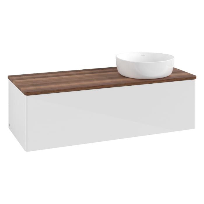 Villeroy & Boch Antao Waschbeckenunterschrank, 120 x 36 cm, 1 Auszug mit LED-Licht, Front ohne Struktur, ohne Hahnloch, für Waschtisch rechts