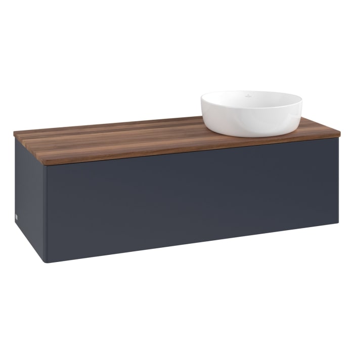 Villeroy & Boch Antao Waschbeckenunterschrank, 120 x 36 cm, 1 Auszug mit LED-Licht, Front ohne Struktur, ohne Hahnloch, für Waschtisch rechts