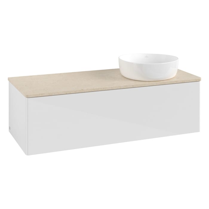Villeroy & Boch Antao Waschbeckenunterschrank, 120 x 36 cm, 1 Auszug mit LED-Licht, Front ohne Struktur, ohne Hahnloch, für Waschtisch rechts