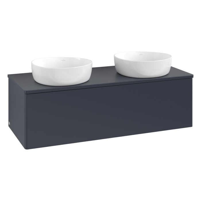 Villeroy & Boch Antao Waschbeckenunterschrank, 120 x 36 cm, 1 Auszug mit LED-Licht, Front ohne Struktur, ohne Hahnloch, für Waschtisch links und recht