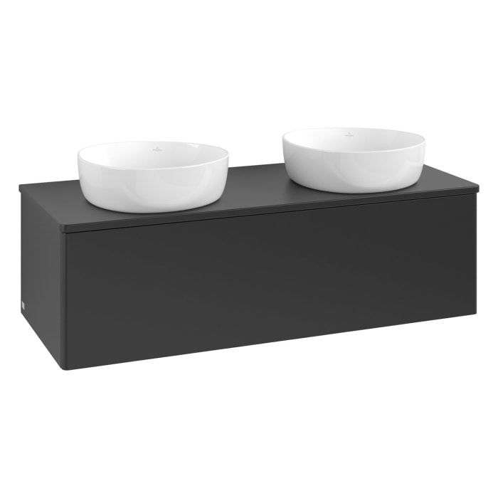 Villeroy & Boch Antao Waschbeckenunterschrank, 120 x 36 cm, 1 Auszug mit LED-Licht, Front ohne Struktur, ohne Hahnloch, für Waschtisch links und recht
