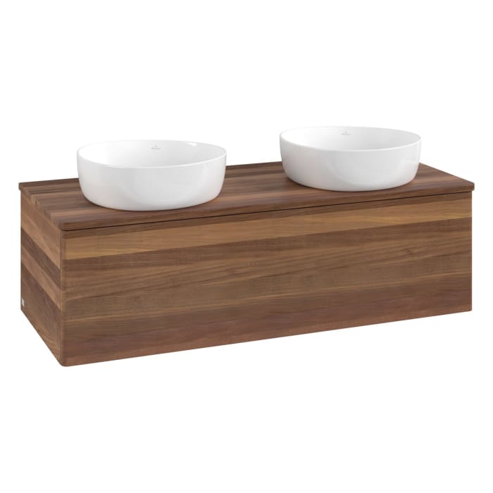 Villeroy & Boch Antao Waschbeckenunterschrank, 120 x 36 cm, 1 Auszug mit LED-Licht, Front ohne Struktur, ohne Hahnloch, für Waschtisch links und recht