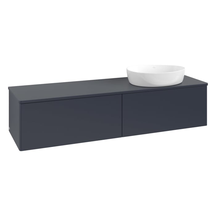 Villeroy & Boch Antao Waschbeckenunterschrank, 160 x 36 cm, 2 Auszüge mit LED-Licht, Front ohne Struktur, ohne Hahnloch, für Waschtisch rechts
