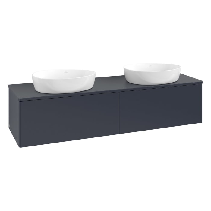Villeroy & Boch Antao Waschbeckenunterschrank, 160 x 36 cm, 2 Auszüge mit LED-Licht, Front ohne Struktur, ohne Hahnloch, für Waschtisch links und rech