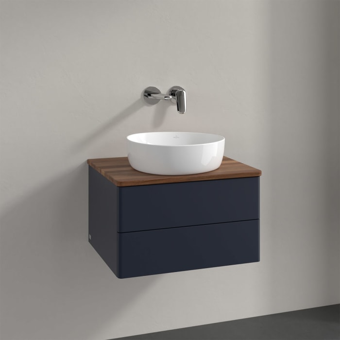 Villeroy & Boch Antao Waschbeckenunterschrank, 60 x 19 cm, 2 Auszüge, Fronten ohne Struktur, ohne Hahnloch