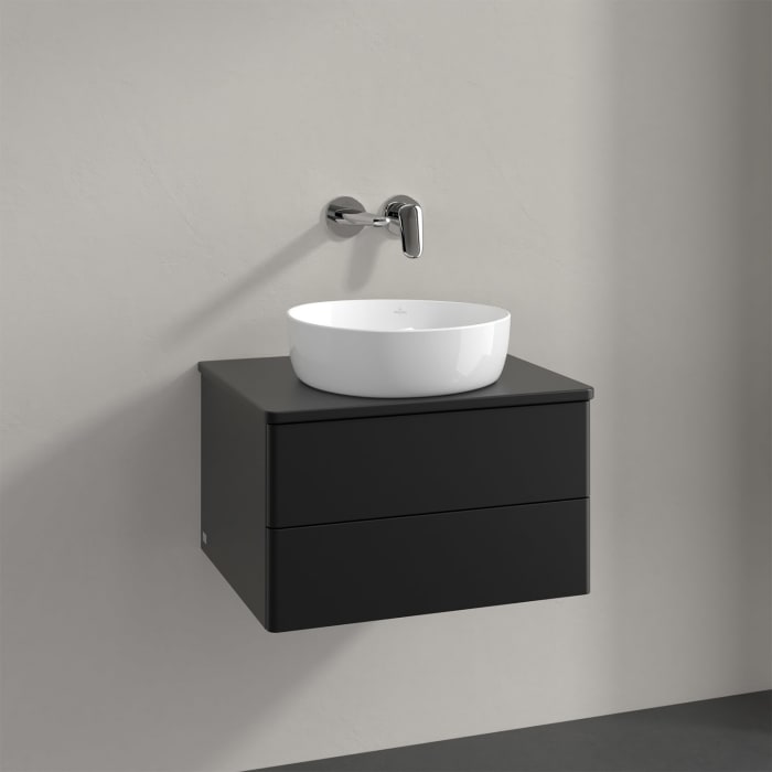 Villeroy & Boch Antao Waschbeckenunterschrank, 60 x 19 cm, 2 Auszüge, Fronten ohne Struktur, mit Hahnloch