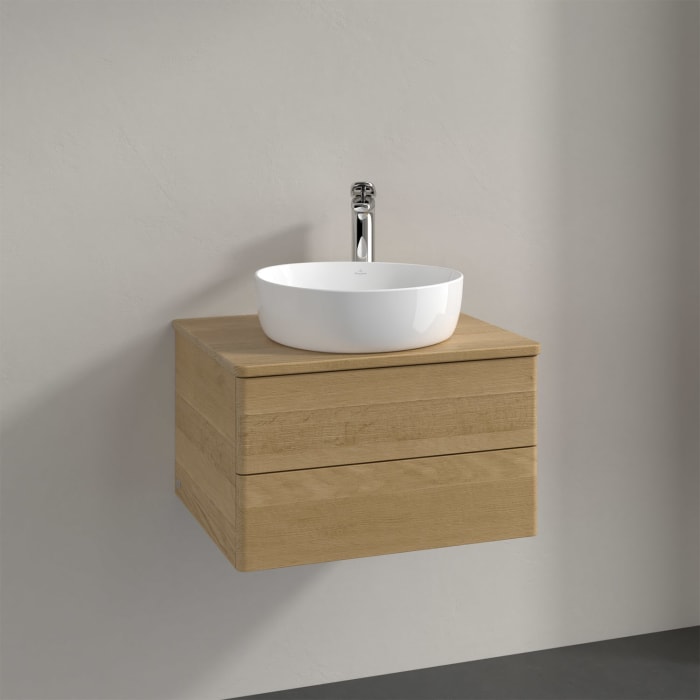 Villeroy & Boch Antao Waschbeckenunterschrank, 60 x 19 cm, 2 Auszüge, Fronten ohne Struktur, mit Hahnloch