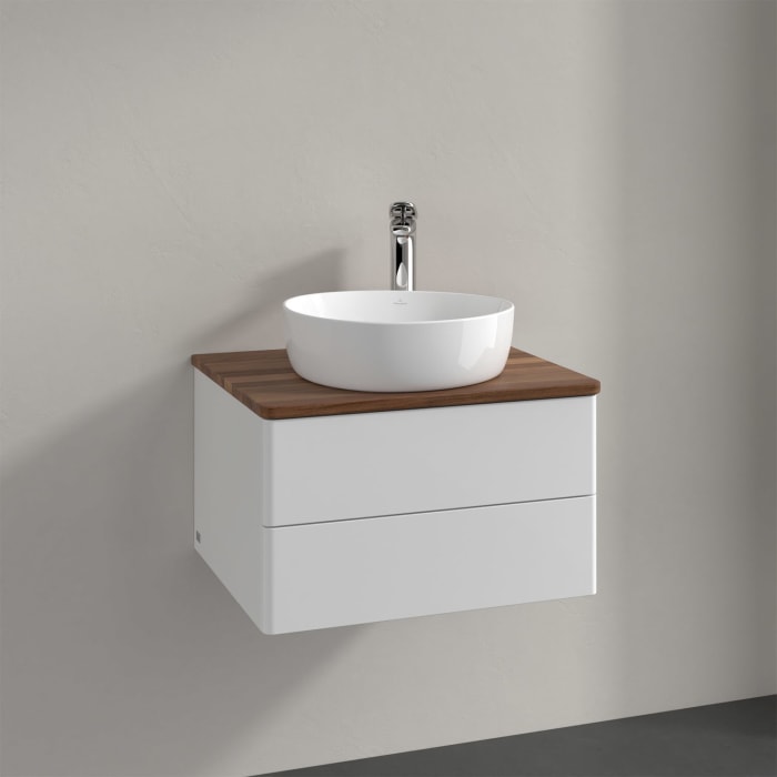 Villeroy & Boch Antao Waschbeckenunterschrank, 60 x 19 cm, 2 Auszüge, Fronten ohne Struktur, mit Hahnloch