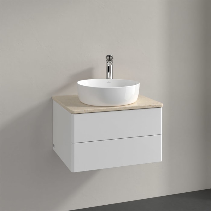 Villeroy & Boch Antao Waschbeckenunterschrank, 60 x 19 cm, 2 Auszüge, Fronten ohne Struktur, mit Hahnloch