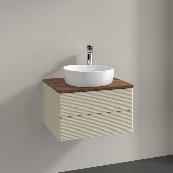 Villeroy & Boch Antao Waschbeckenunterschrank, 60 x 19 cm, 2 Auszüge, Fronten mit Struktur, mit Hahnloch
