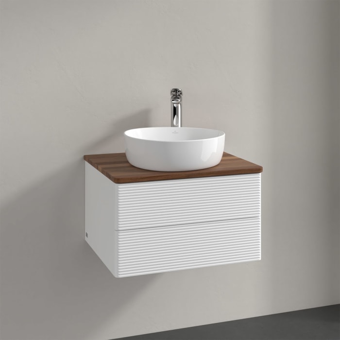 Villeroy & Boch Antao Waschbeckenunterschrank, 60 x 19 cm, 2 Auszüge, Fronten mit Struktur, mit Hahnloch