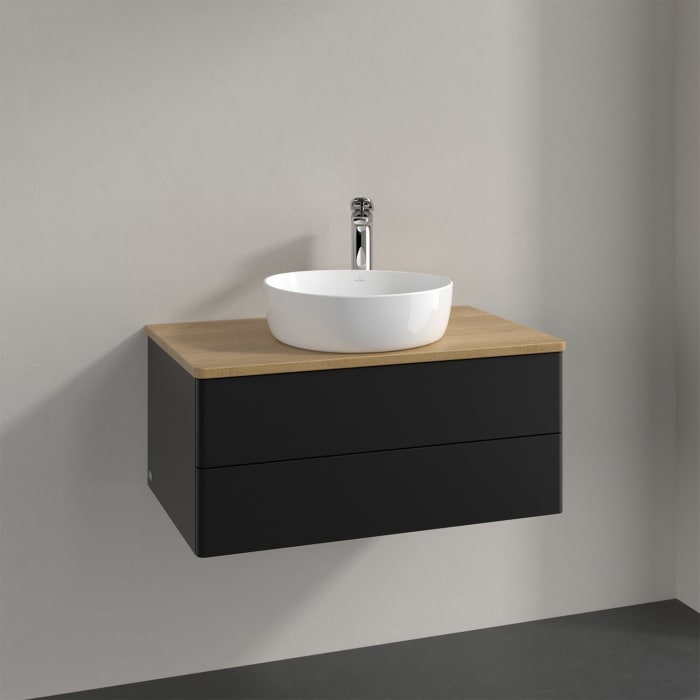 Villeroy & Boch Antao Waschbeckenunterschrank, 80 x 19 cm, 2 Auszüge, Fronten ohne Struktur, mit Hahnloch