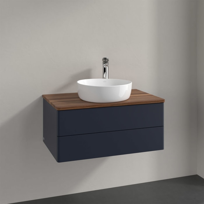 Villeroy & Boch Antao Waschbeckenunterschrank, 80 x 19 cm, 2 Auszüge, Fronten ohne Struktur, mit Hahnloch